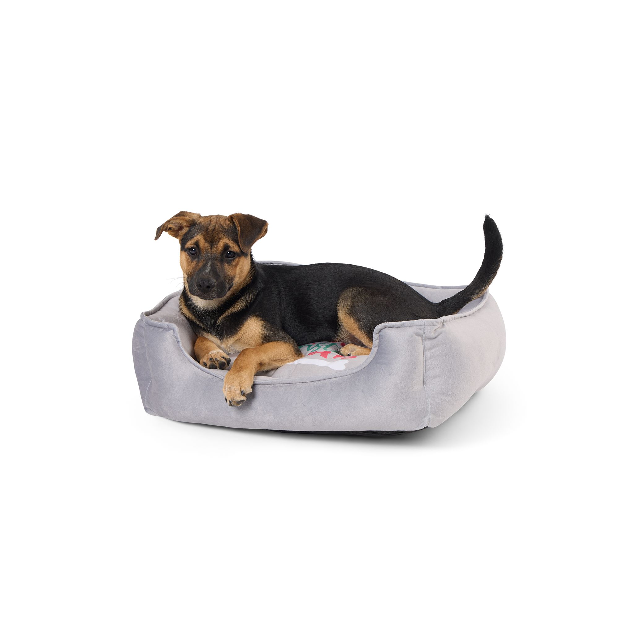 Merry Bright Christmas Treat Cuddler Grey Dog Bed PetSmart