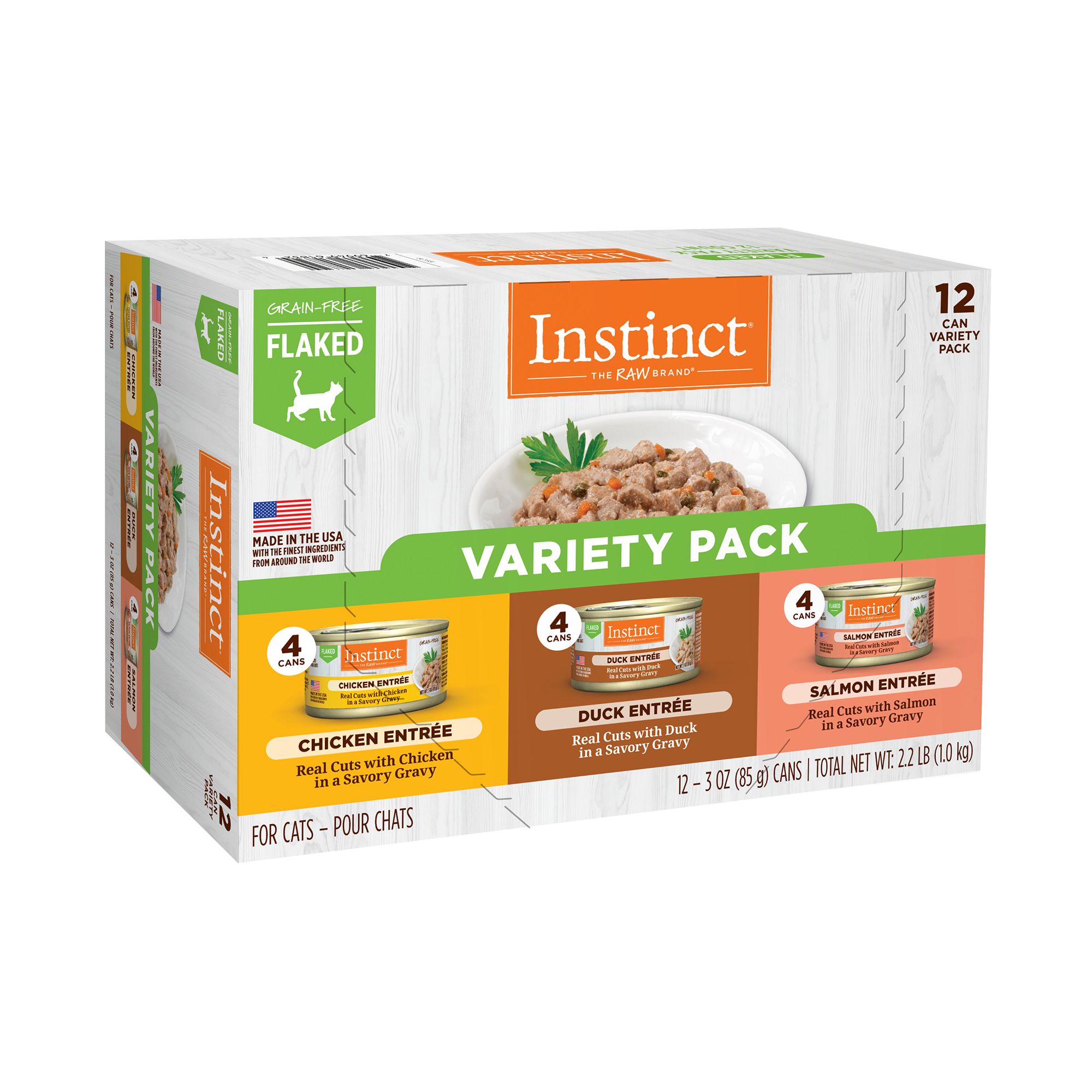 Instinct Adult Wet Cat Food Flaked Variety Pack 12 ct. 2.2 Lb