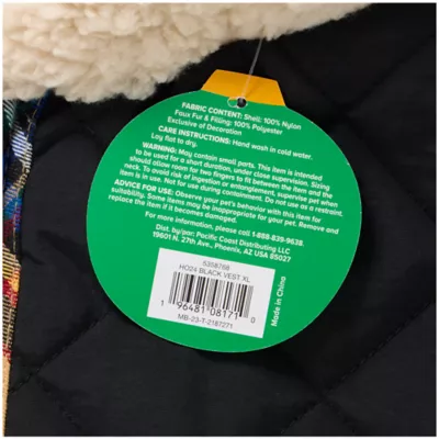 Product Merry & Bright Black Sherpa Dog Vest, Dog & Cat