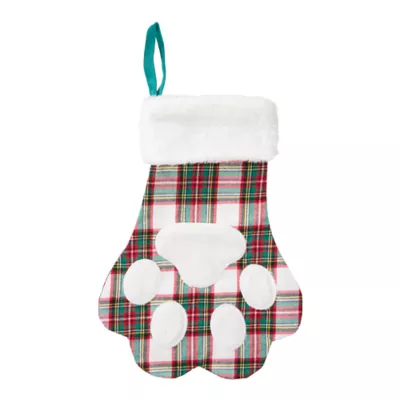 Product Merry & Bright Plaid Paw Print Stocking