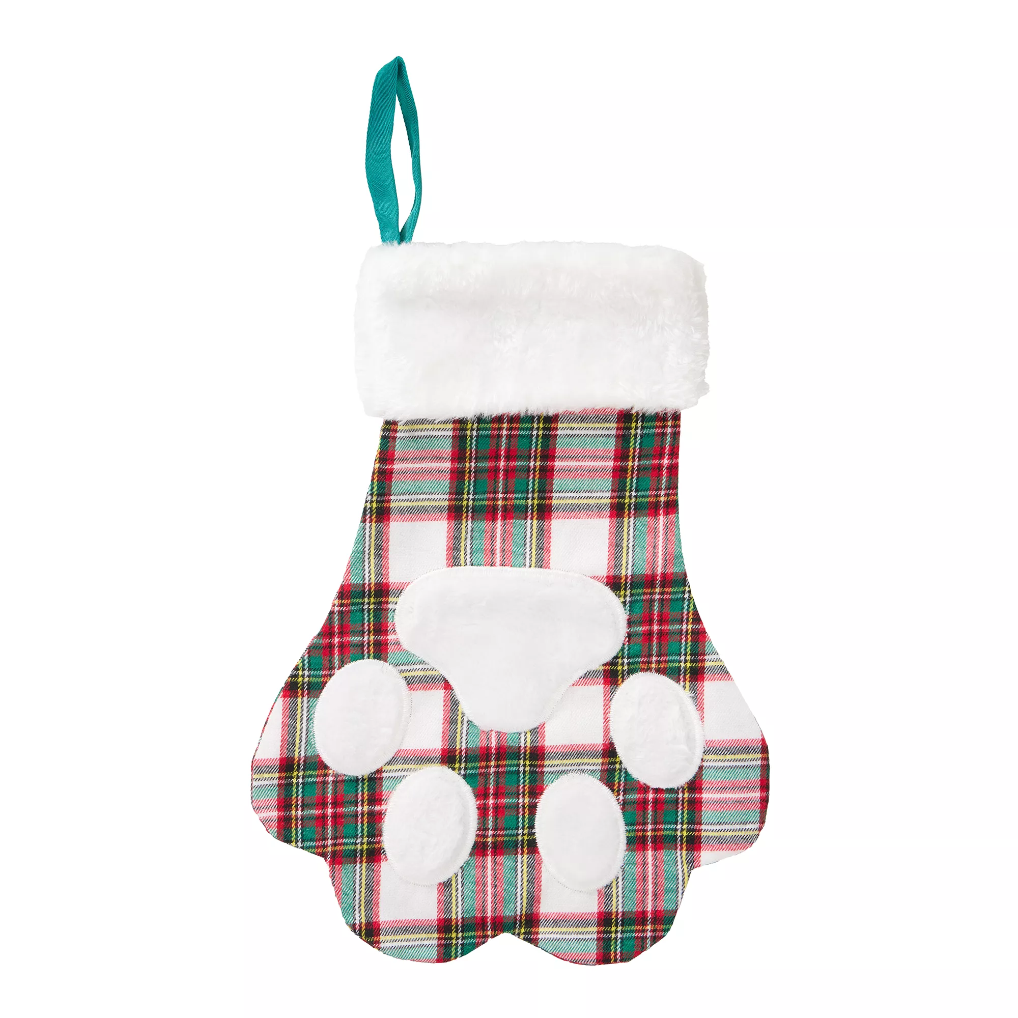 Merry & Bright&trade; Plaid Paw Print Stocking