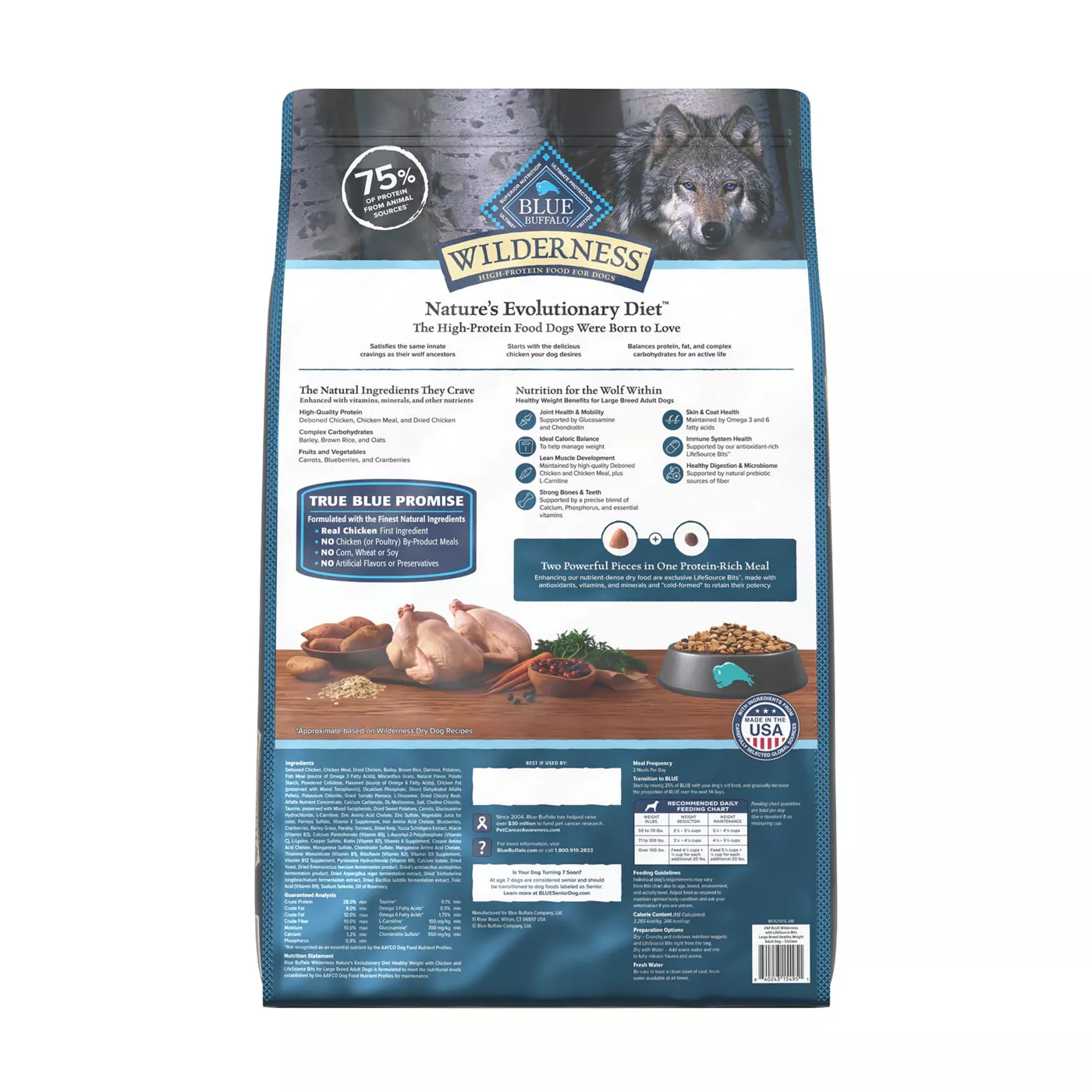 Blue Buffalo Wilderness Healthy Weight Large Breed Adult Dog Dry Food Chicken 24 lb