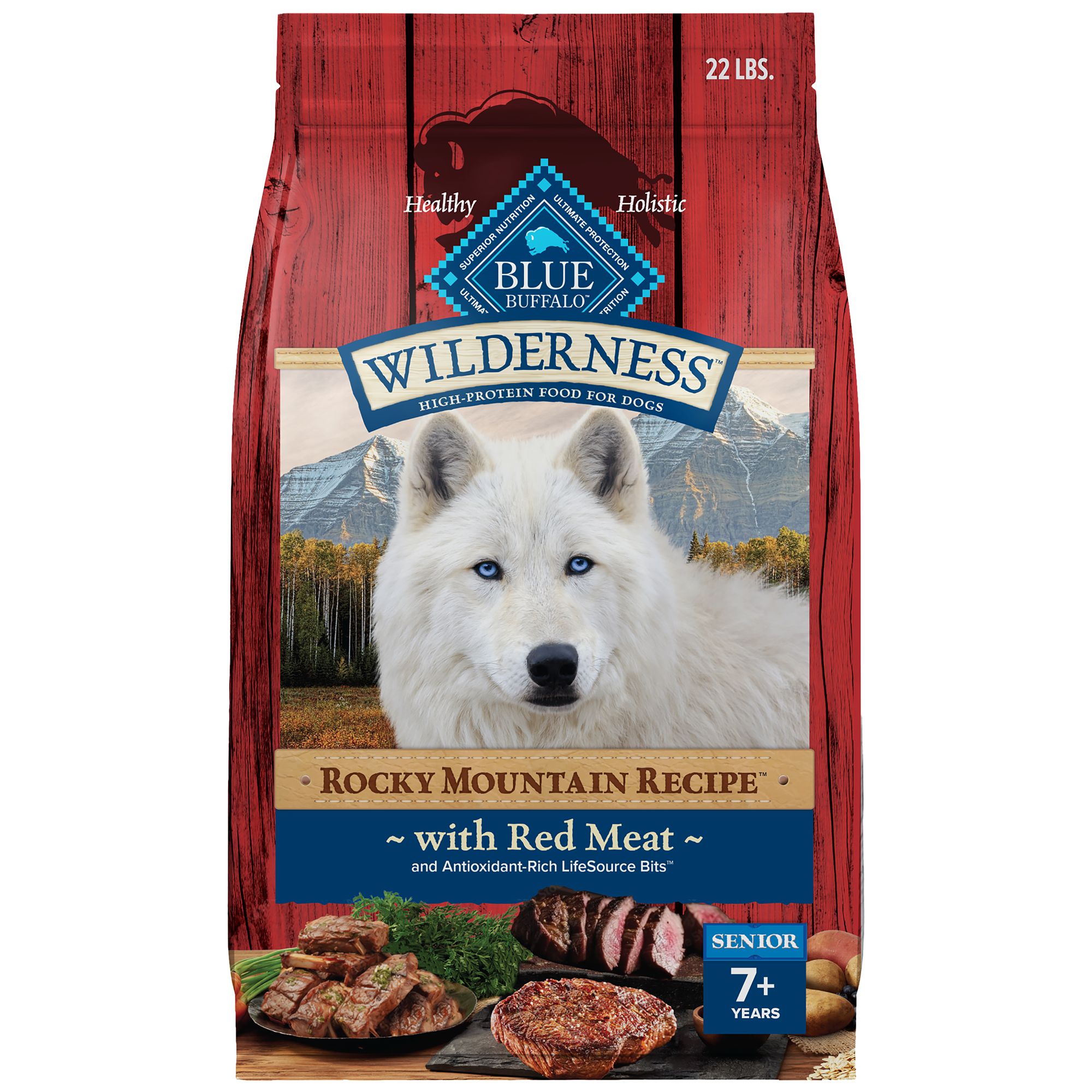 Blue Buffalo Wilderness Rocky Mountain Recipe Senior Dry Dog Food Red Meat 22 lb