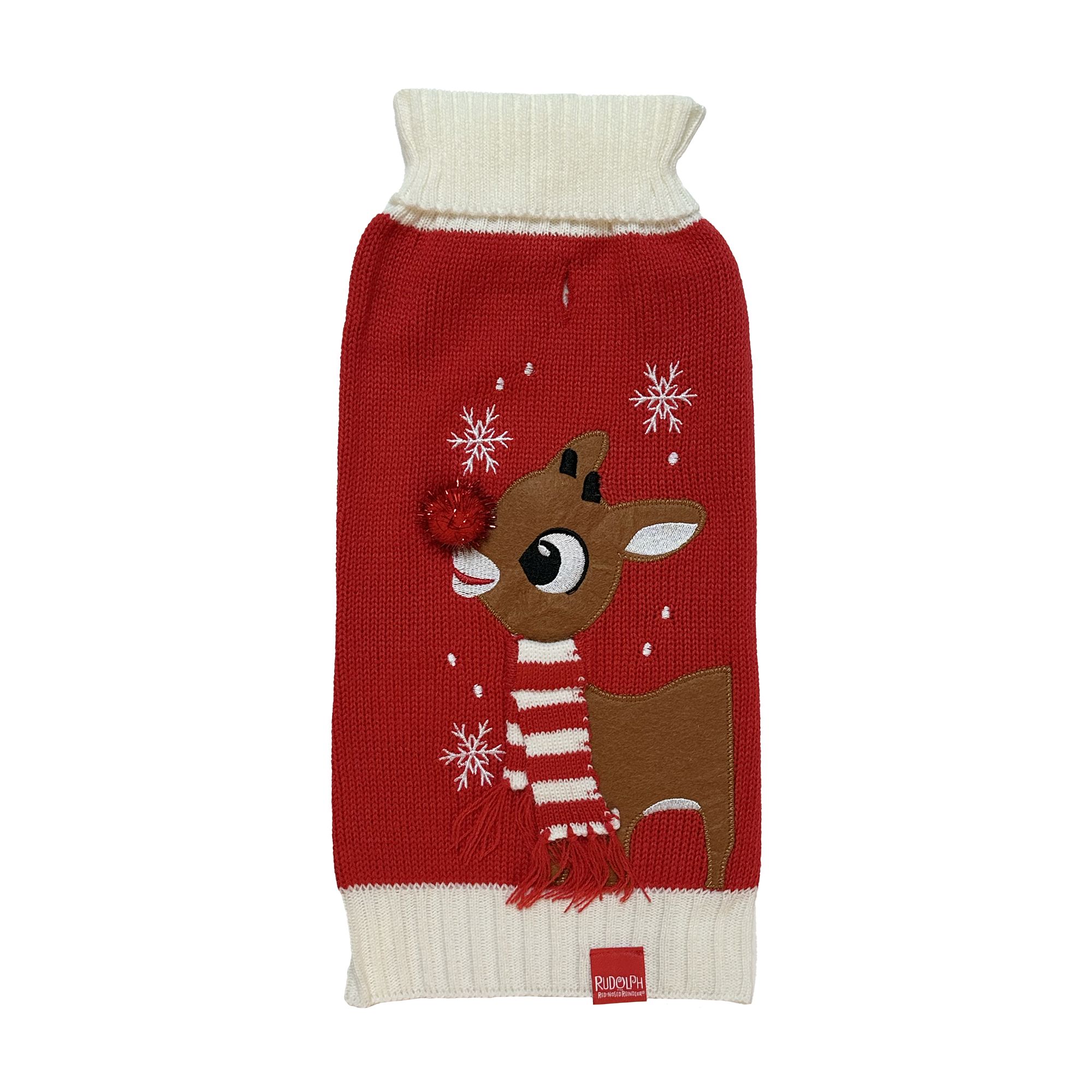 Rudolph Holiday Pet Sweater Small Red