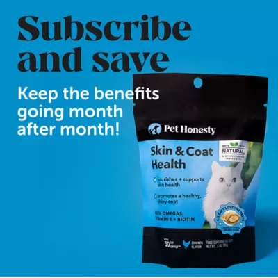 Pet Honesty Skin Coat Health Chews Supplement for Cats 3.7 oz