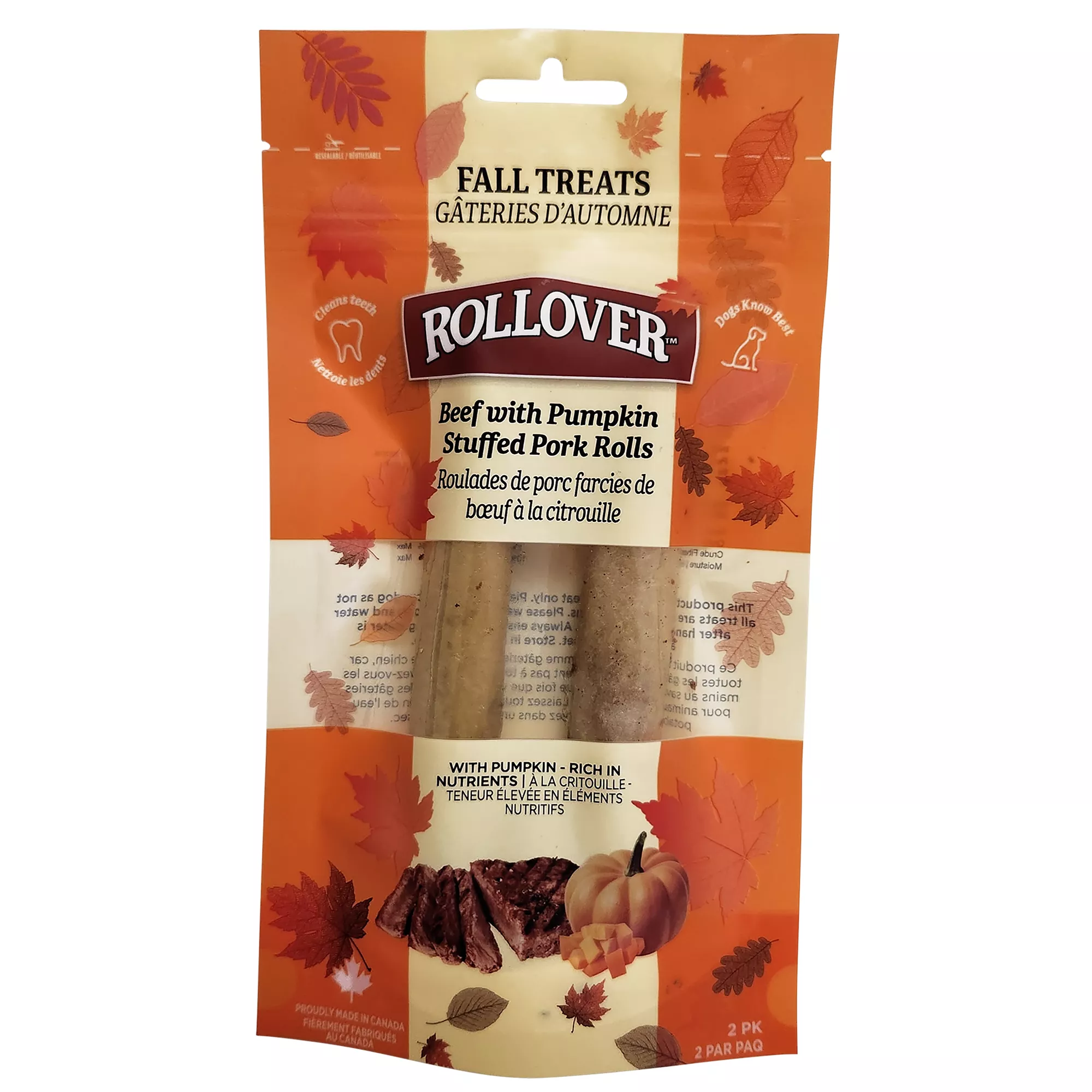 Rollover Beef & Pumpkin Pork Rolls Dog Treat