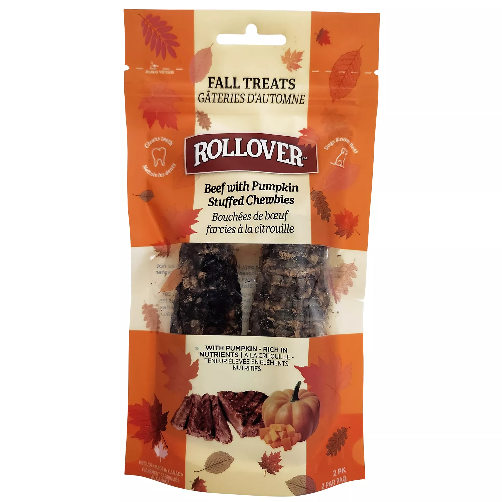 Rollover Beef & Pumpkin Stuffed Chewbies Dog Treats