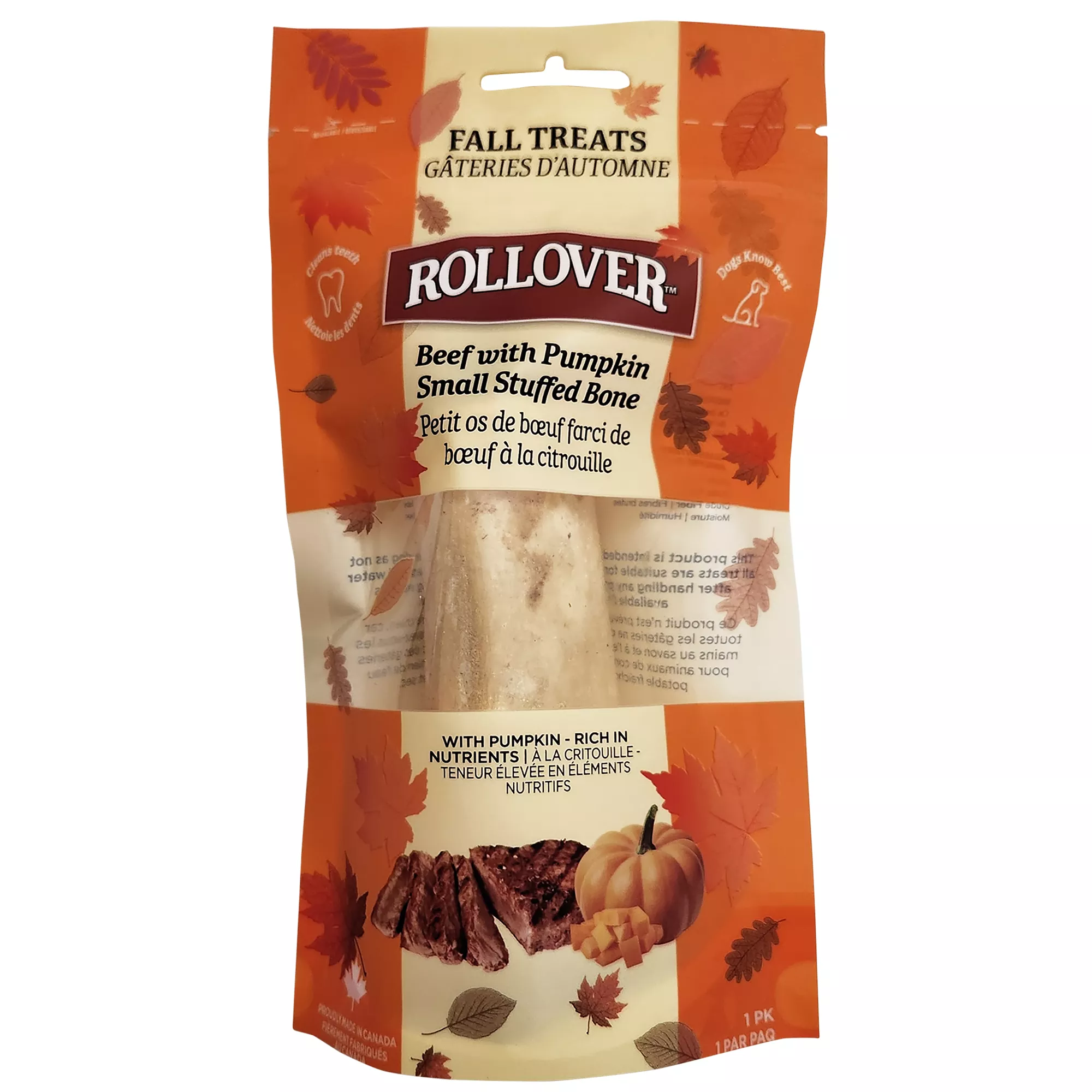 Rollover Beef & Pumpkin Small Stuffed Bone Dog Treat