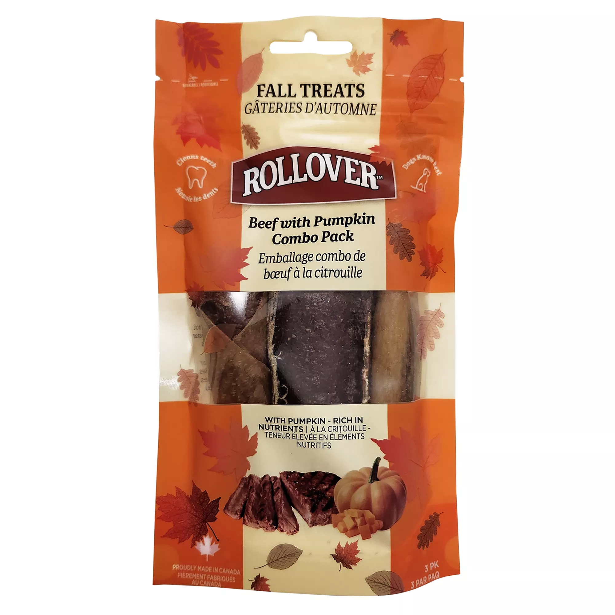 Rollover Beef & Pumpkin Combo Pack Dog Treats