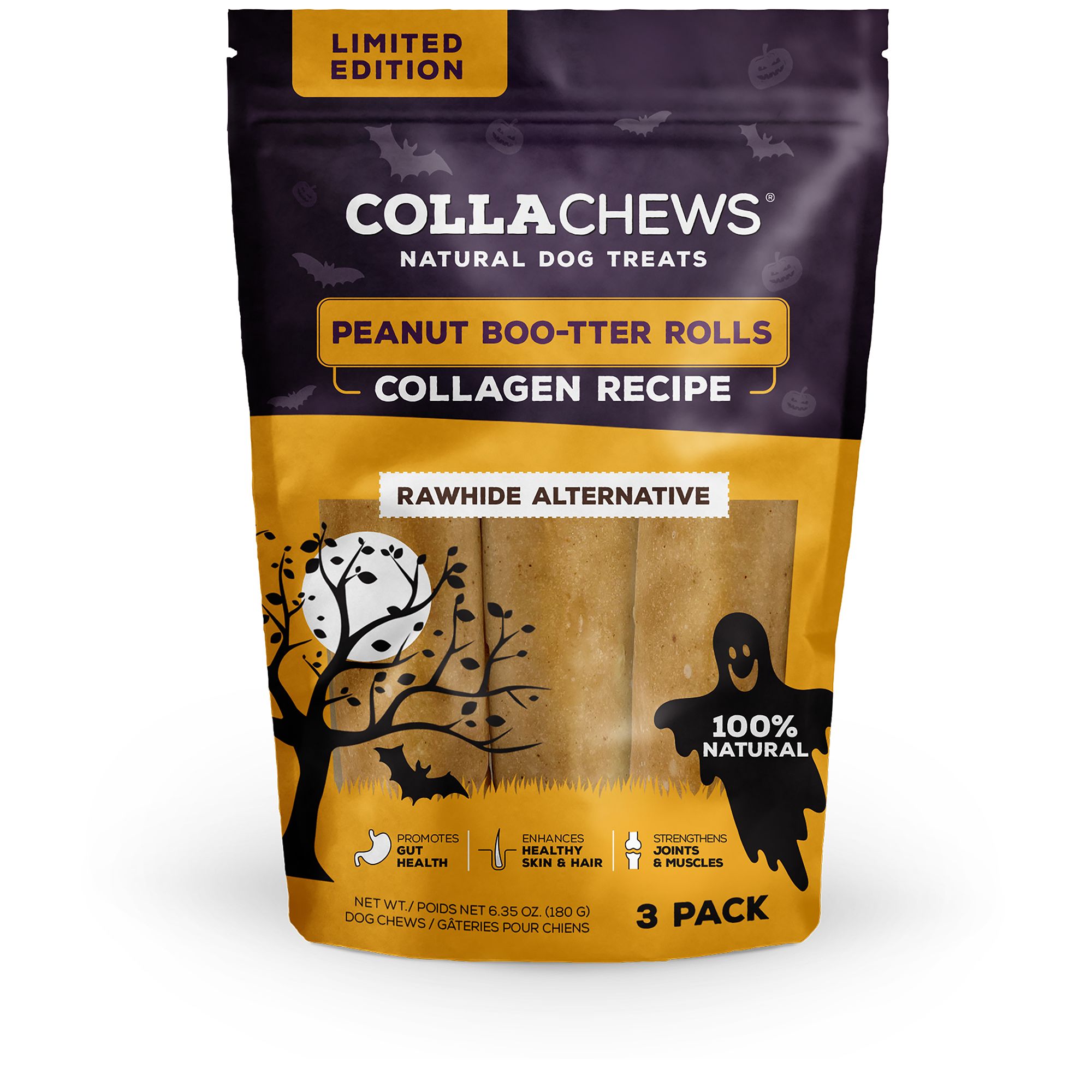 Collachews Peanut Butter Rolls 3 Count 6.3 OZ