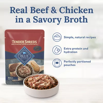 Product Blue Buffalo Tender Shreds Beef & Chicken in Savory Broth All Life Stages Dog Food Topper - 2.5 oz