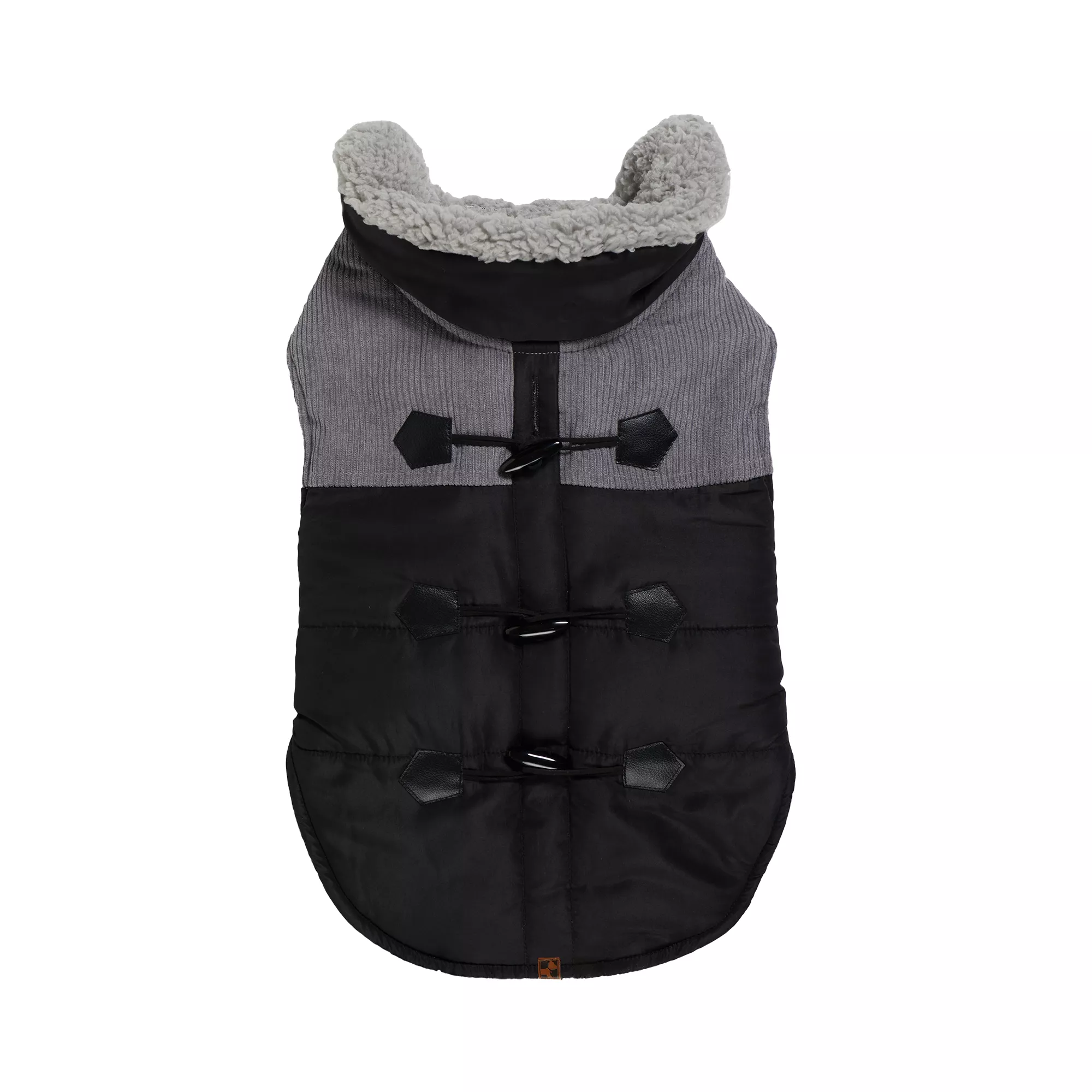 Hotel Doggy Mixed Media Dog Jacket - Black & Grey