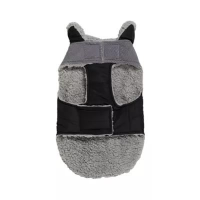 Product Hotel Doggy Mixed Media Dog Jacket - Black & Grey