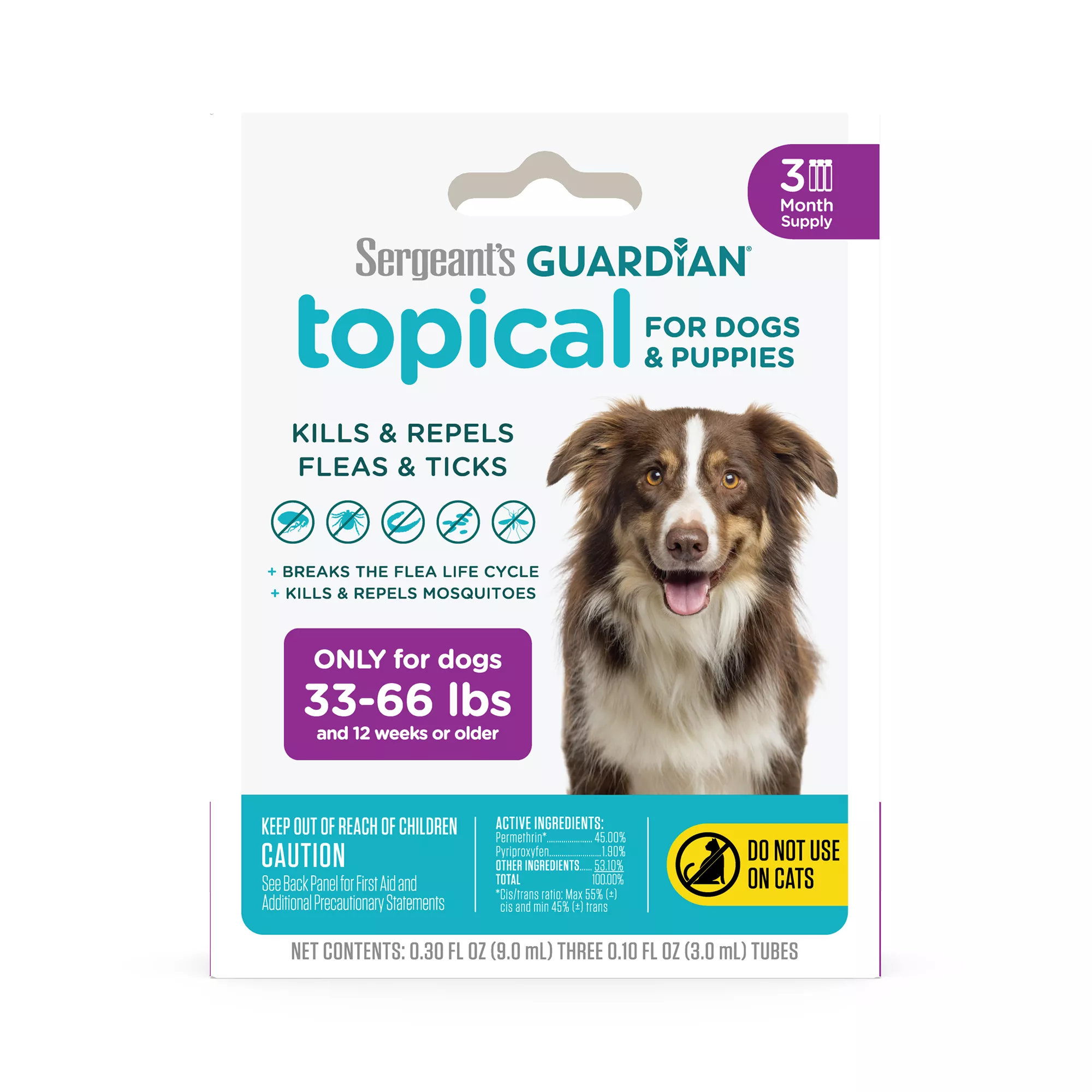 Sergeant's Guardian Flea & Tick Topical for Dogs 33-66 lbs