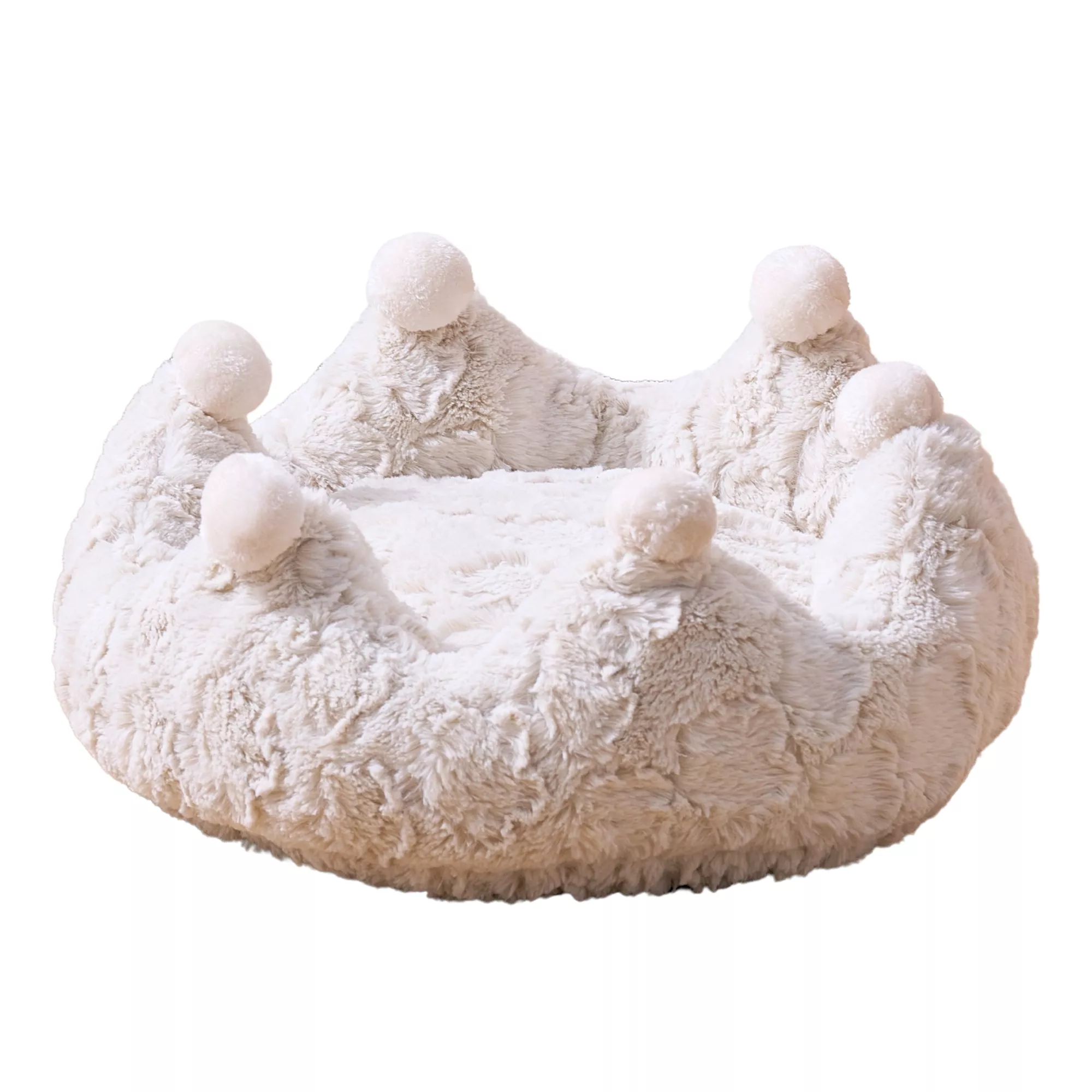 PetPals White Crown Cat Bed with Removable, Washable Bed