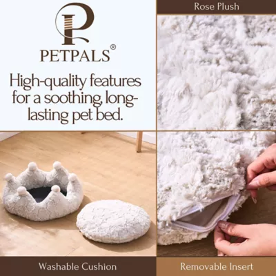 Product PetPals White Crown Cat Bed with Removable, Washable Bed