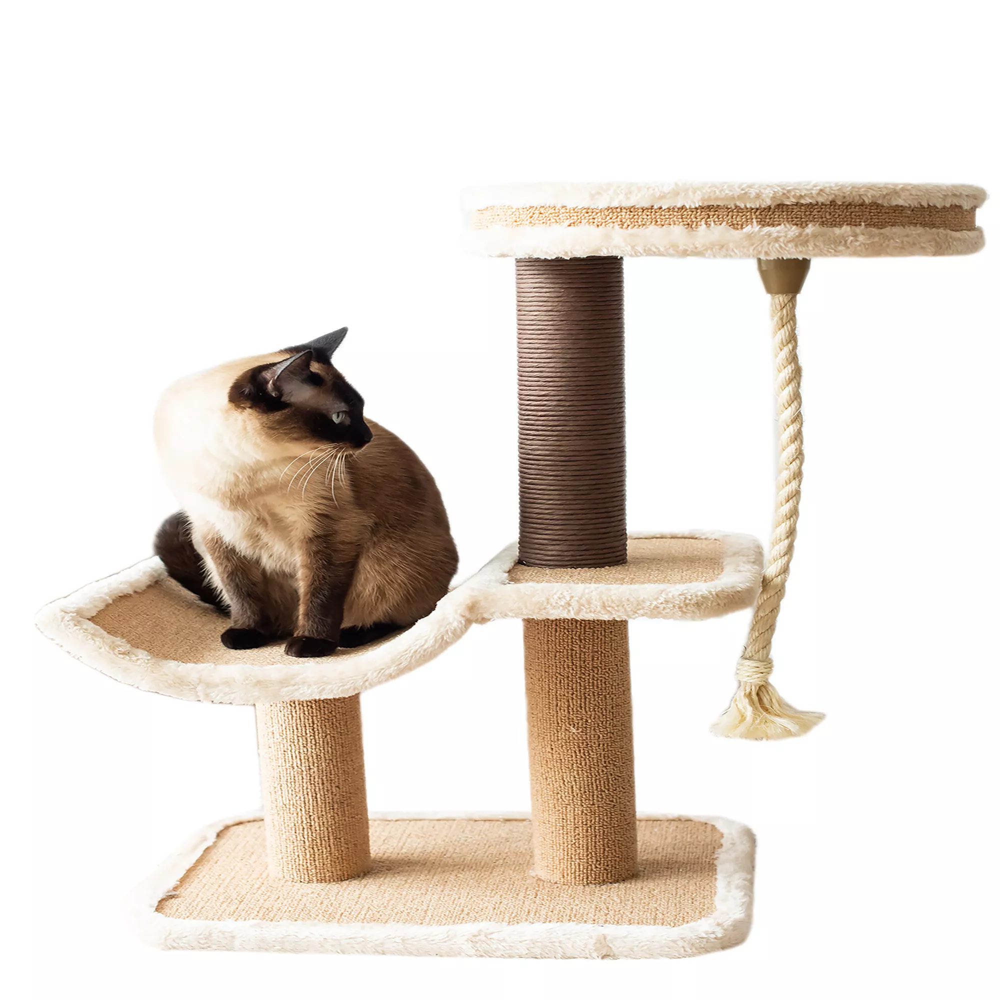 Catry 3-level Brown Cat Condo with Cradle Bed