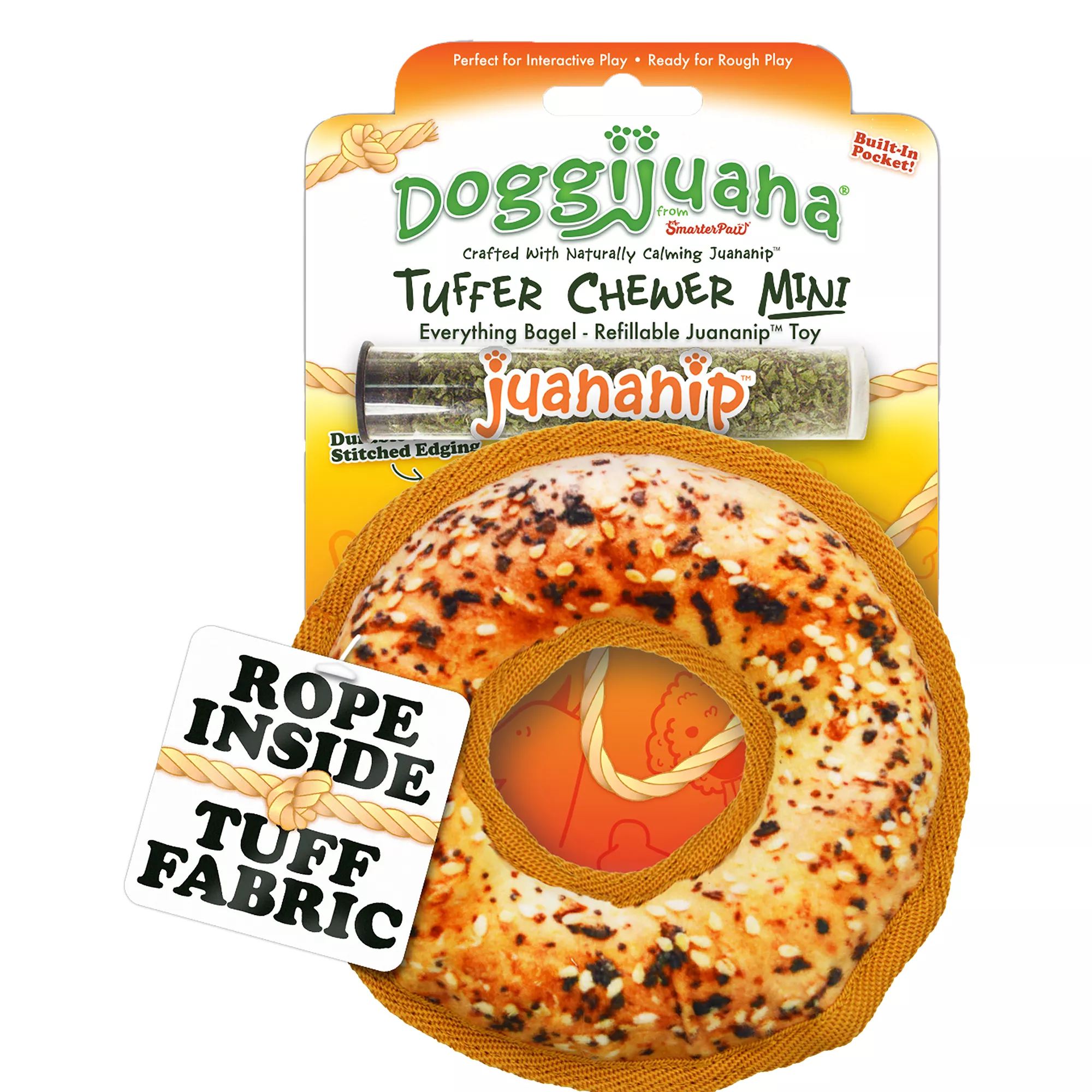 Tuffer Chewer Mini Refillable Everything Bagel Dog Toy