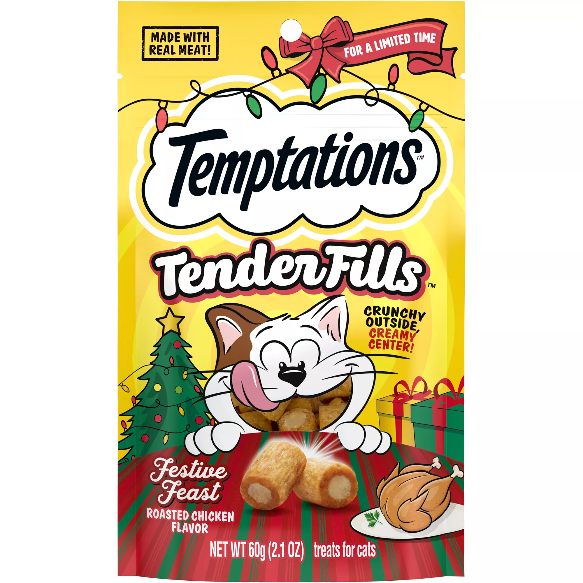 Temptations TenderFills Festive Feast Cat Treats - Roasted Chicken Flavor, 2.1 Oz