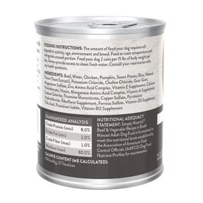 Product Simply Nourish Adult Wet Dog Food - Beef & Vegetable in Broth, 10 oz