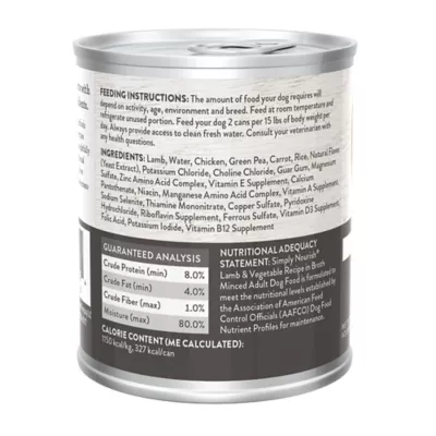 Product Simply Nourish Adult Wet Dog Food - Lamb & Vegetable in Broth, 10 oz