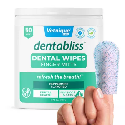 Product Vetnique Labs Dentablis™ Daily Dental Finger Mitts for Dogs and Cats, 50 counts