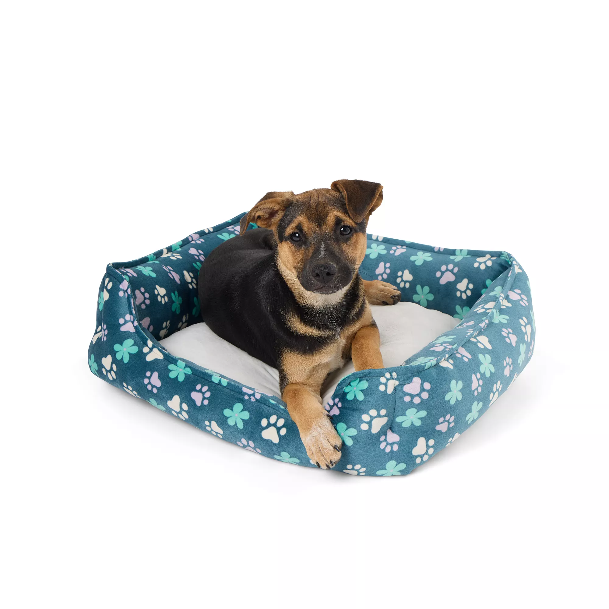 Top Paw® Navy Floral Cuddler Dog Bed