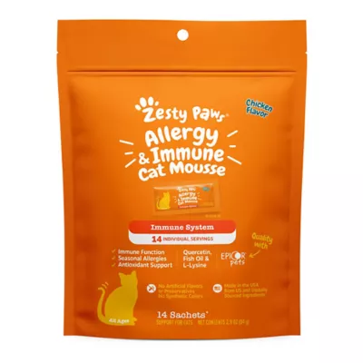 Product Zesty Paws Allergy & Immune Cat Mousse - Chicken Flavored Immune System Supplement for Cats - 14 Ct.