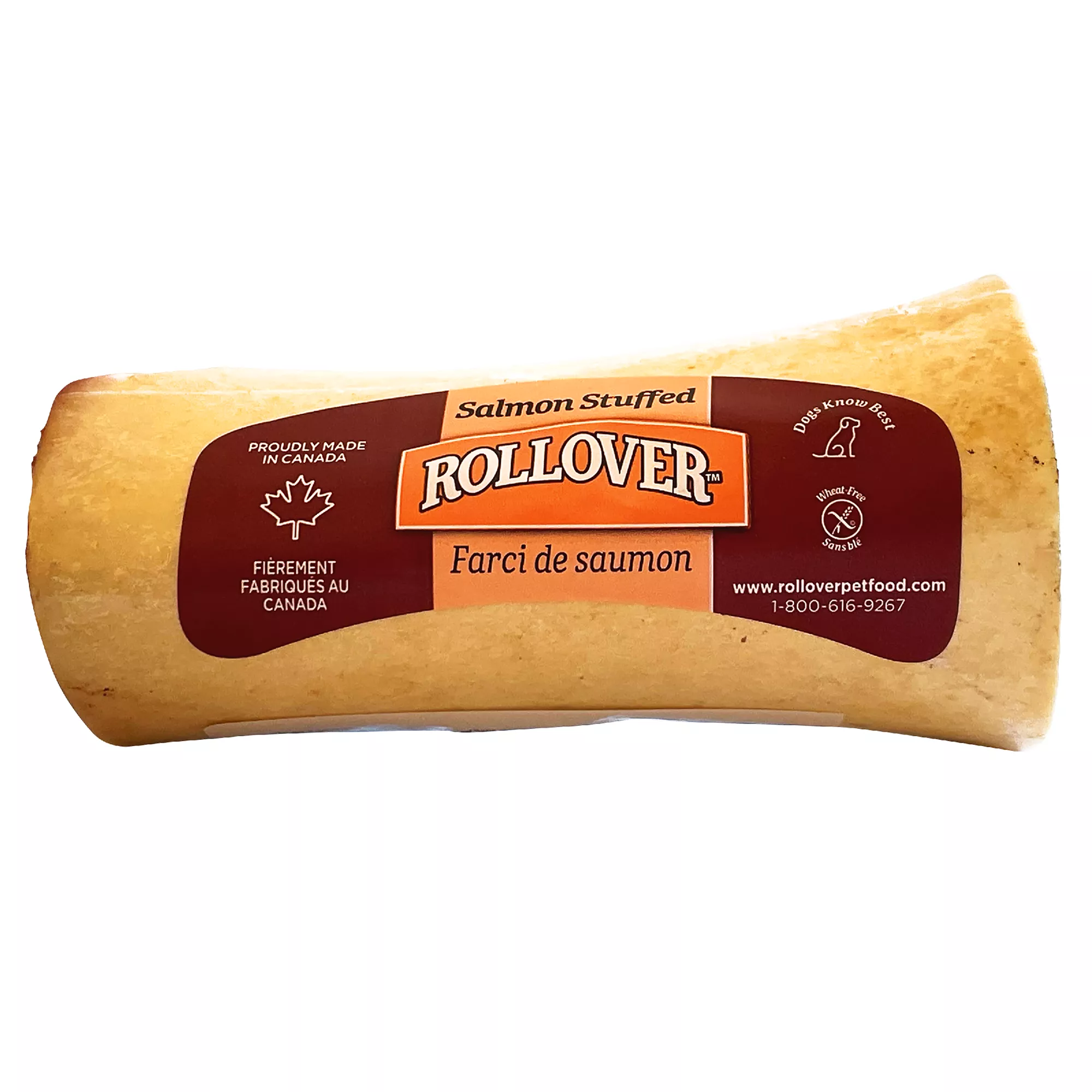 Rollover Stuffed Bone Dog Treat - Salmon