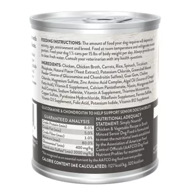 Product Simply Nourish Senior Wet Dog Food - Chicken & Vegetable in Broth, 10 oz