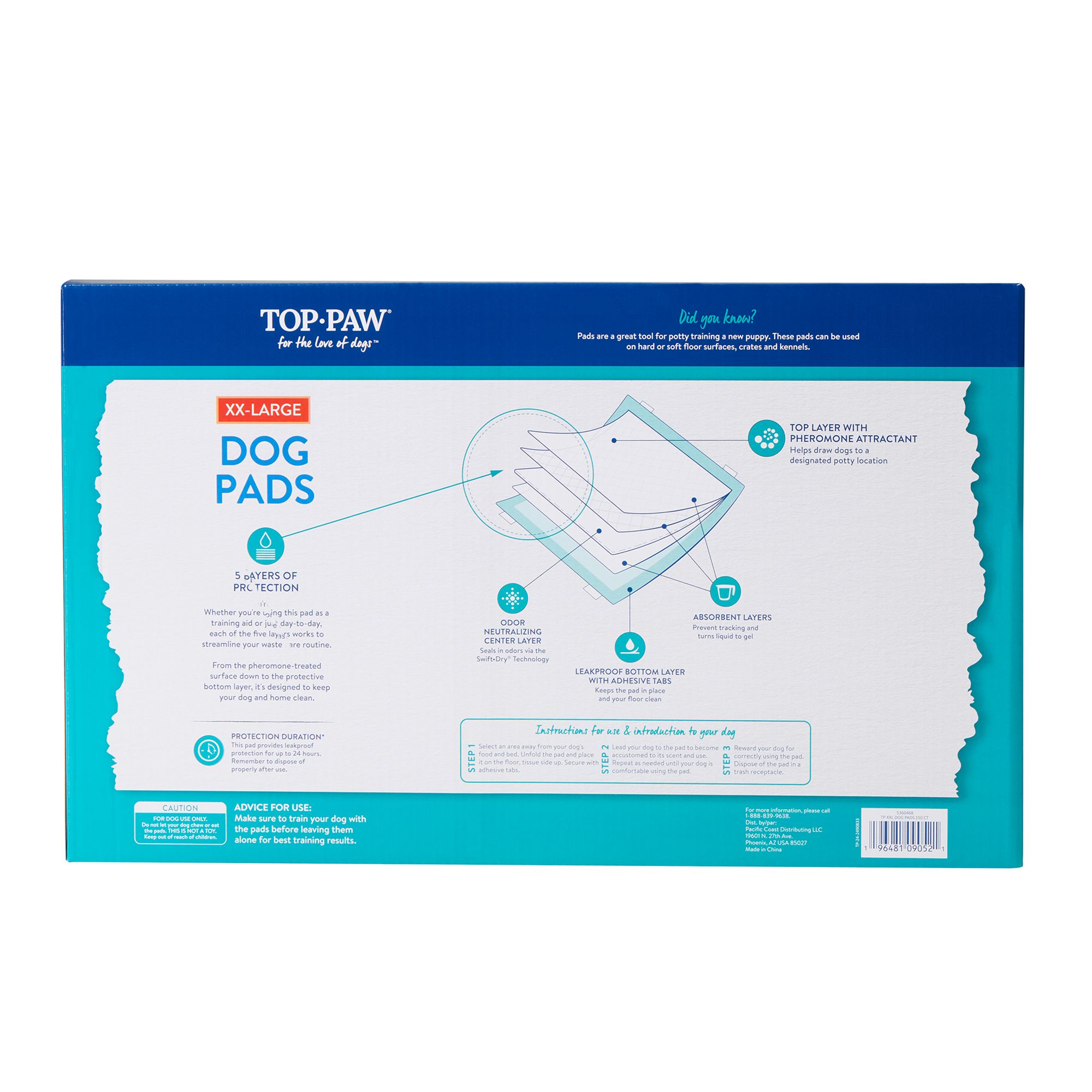 Top Paw® XXL Premium Dog and Puppy Pee Pads, Potty Training, 27.5" x 44", Unscented, 150 Count - thumbnail 6