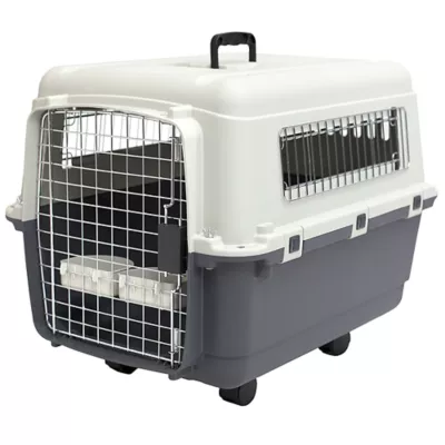 Sport Pet Plastic Travel Kennel for Dogs - Plastic Pet Carrier, White - Image 1