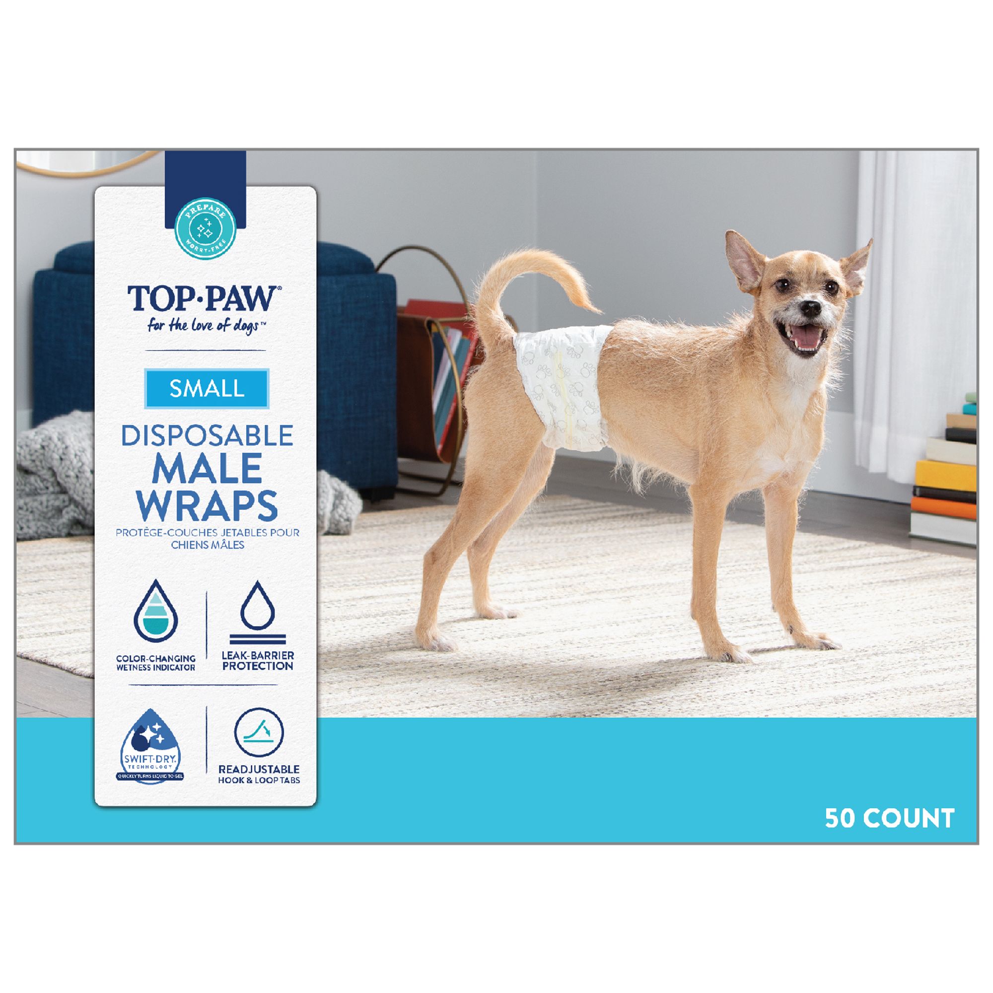 Top Paw® Disposable Male Wraps for Dogs, with Swift-Dry® Technology