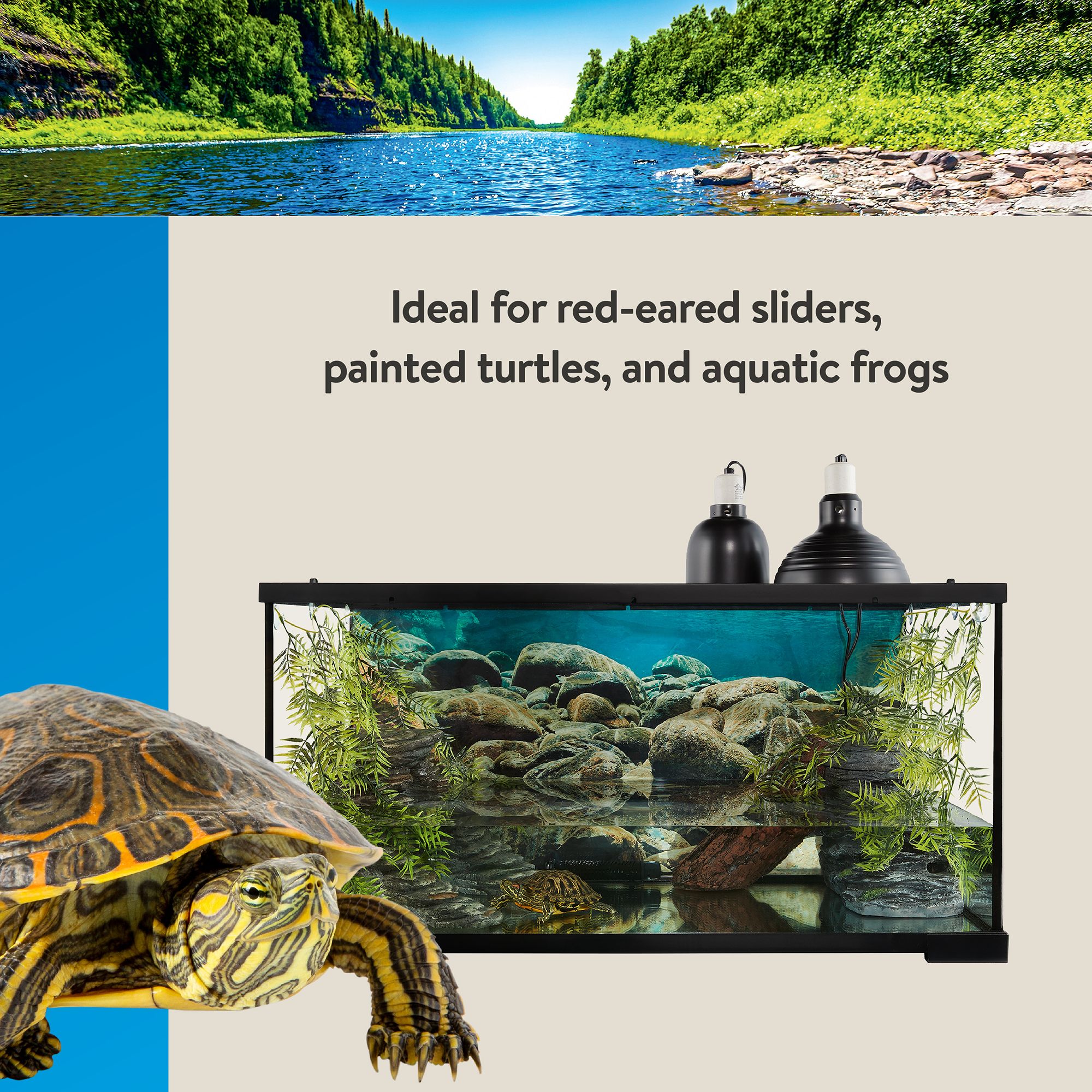 Thrive® Semi-Aquatic Essentials Kit - Semi-Aquatic Reptile Terrarium Kit - 40 Gallon - 36x18x18 - thumbnail 5