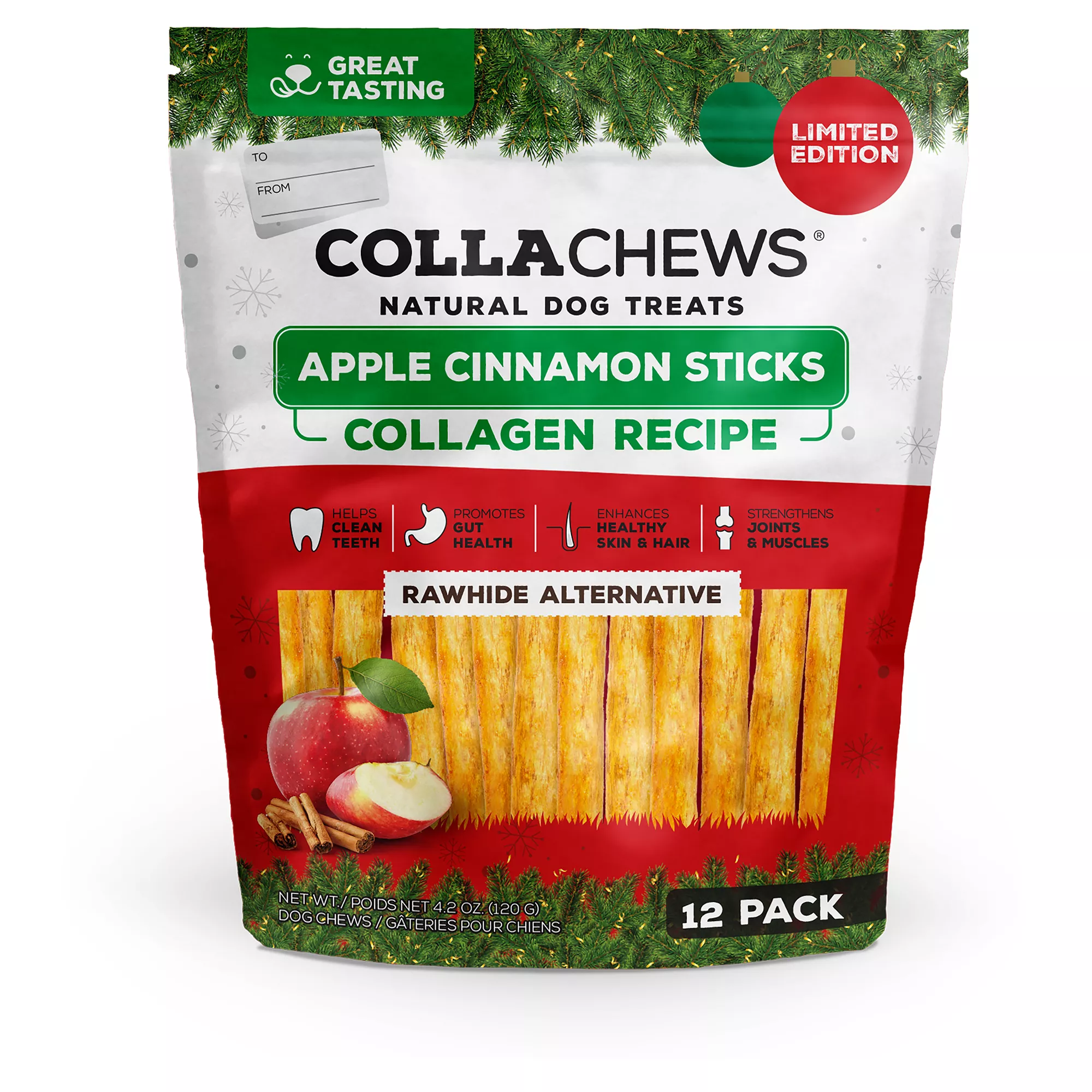 Collachews Apple Cinnamon Sticks 12 Count 4.2 OZ