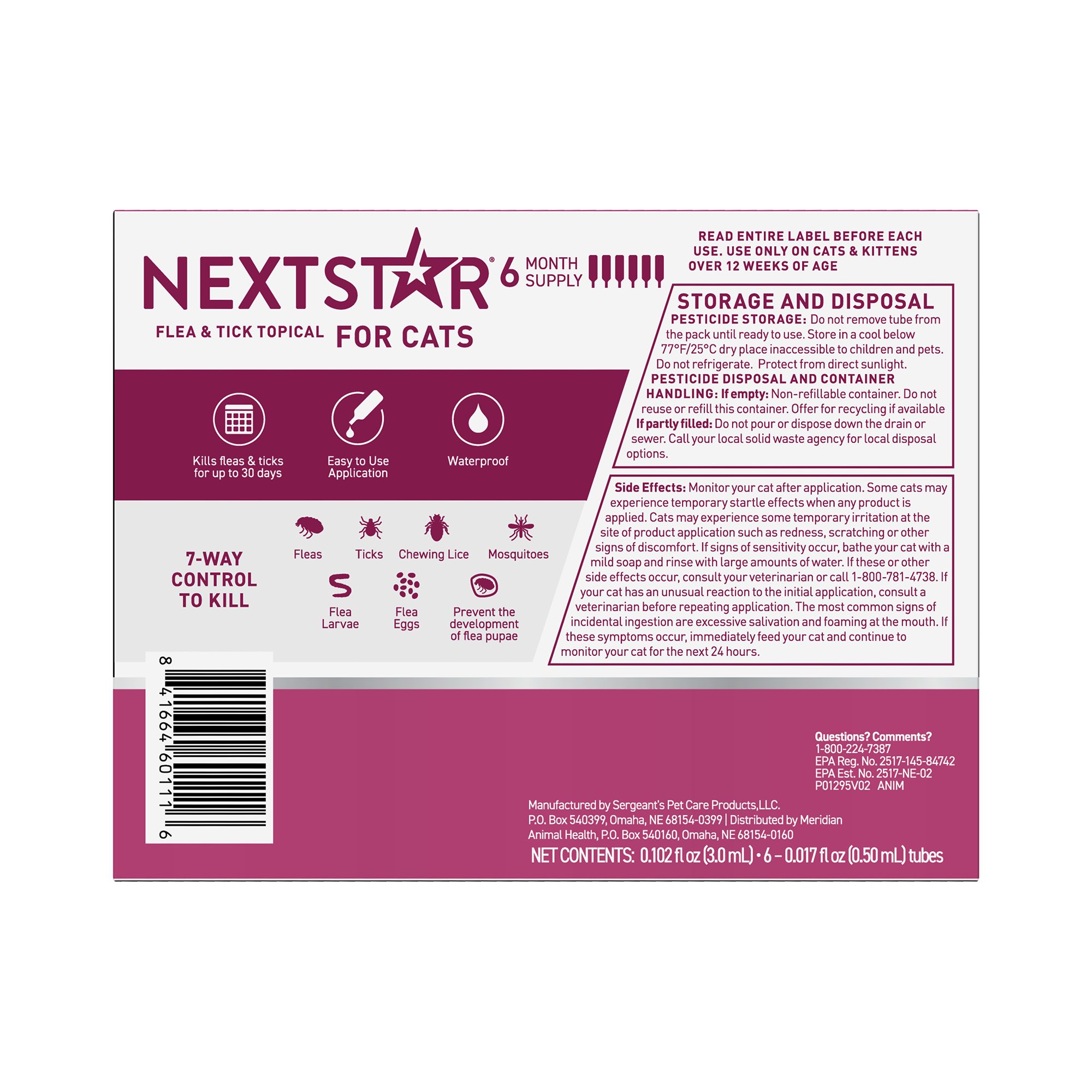 NextStar® Flea & Tick Waterproof Topical Prevention for Cats over 3.5 lbs - thumbnail 2