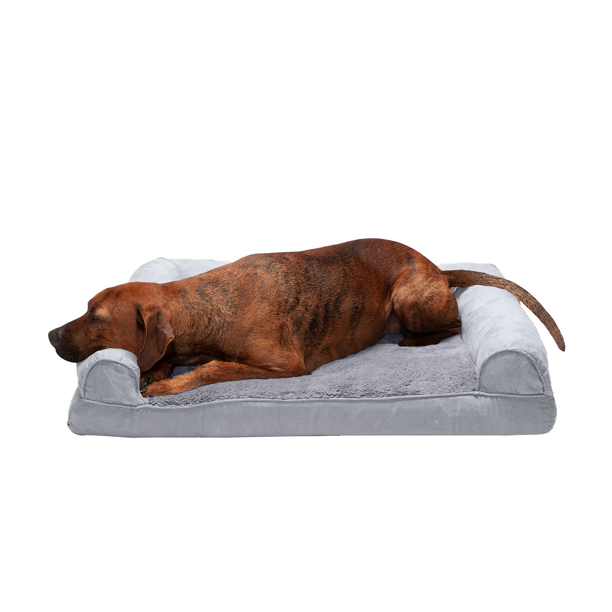 FurHaven Plush & Suede Full Support Orthopedic Sofa Pet Bed for Dogs & Cats - Gray