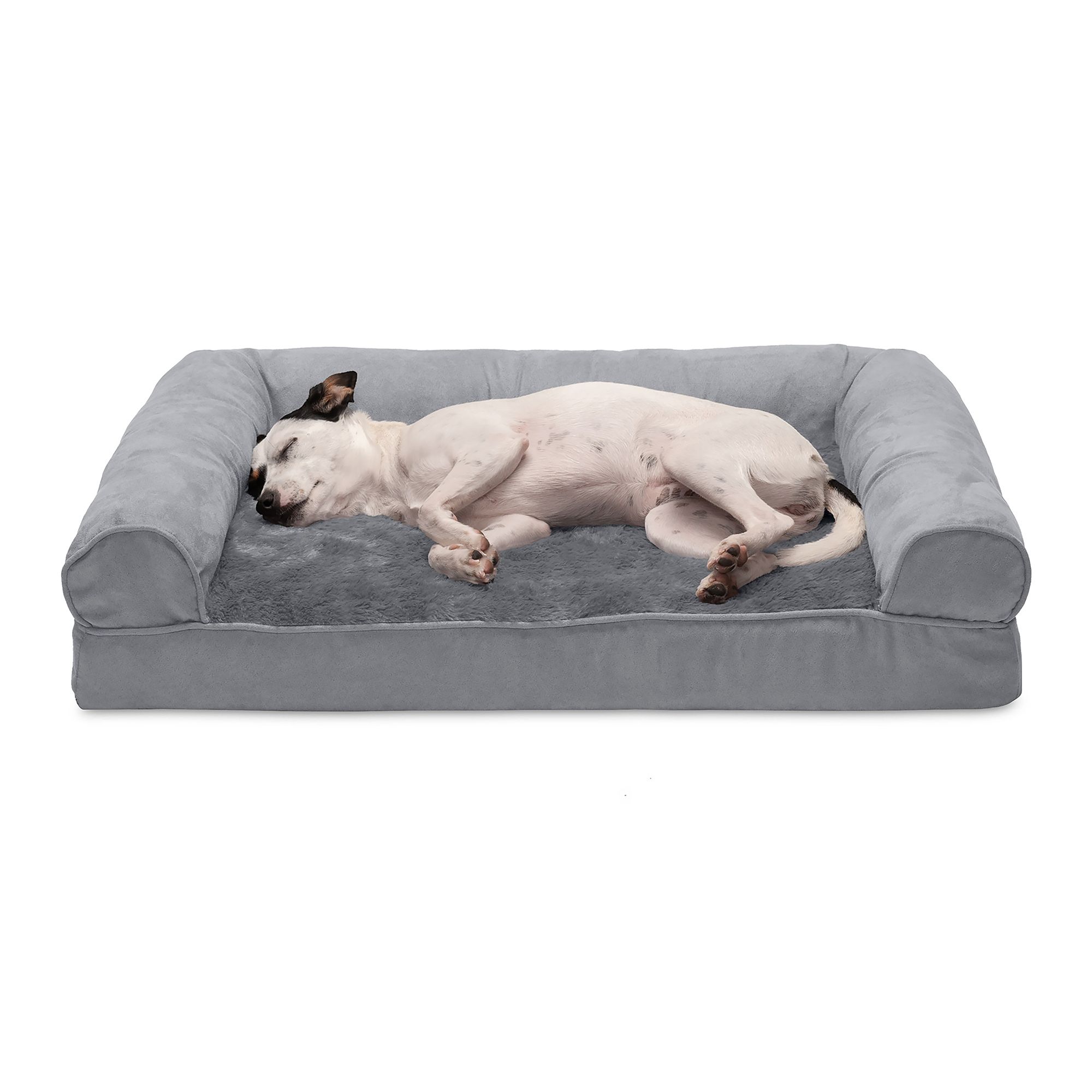 FurHaven Plush & Suede Full Support Orthopedic Sofa Pet Bed for Dogs & Cats - Gray