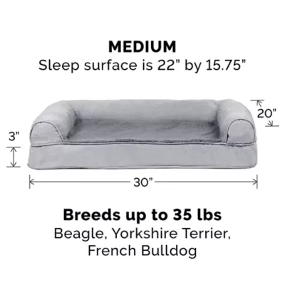 Product FurHaven Plush & Suede Full Support Orthopedic Sofa Pet Bed for Dogs & Cats - Gray