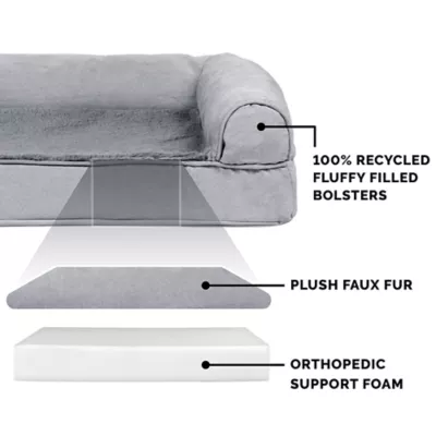 Product FurHaven Plush & Suede Full Support Orthopedic Sofa Pet Bed for Dogs & Cats - Gray