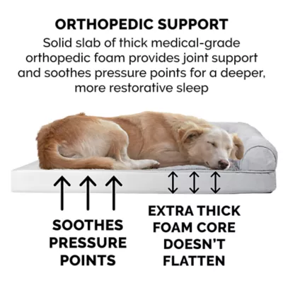 Product FurHaven Plush & Suede Full Support Orthopedic Sofa Pet Bed for Dogs & Cats - Gray