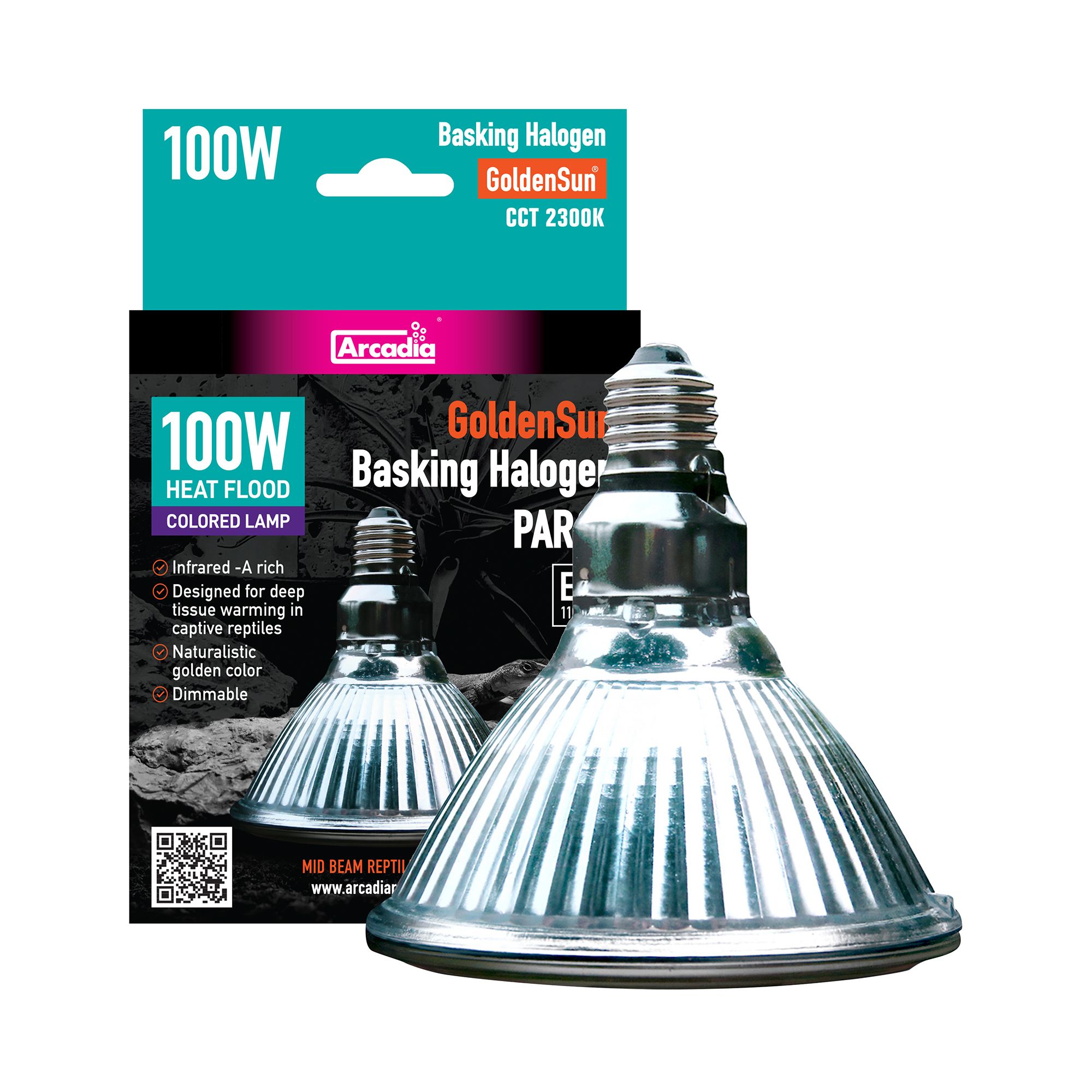 Arcadia Reptile GoldenSun® Basking Halogen Lamp Halogen Basking Heat Bulb - 50-100 watt - thumbnail 3