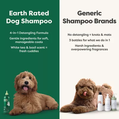 Product Earth Rated 3-in-1 Dog Shampoo for Curly-Coated & Wavy-Coated Dogs, White Tea & Basil Scent