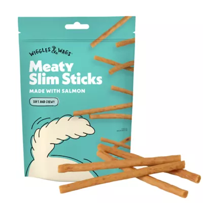 Product Wiggles and Wags Salmon Meaty Slim Sticks 6 OZ