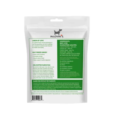 Product McLovin's Pet Premium Dog Treats - Freeze-Dried Raw, Beef Liver