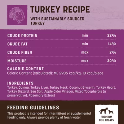 Product Earth Animal Wisdom All Life Stages Air-Dried Jerky Dog Treat, Turkey, 4 Oz