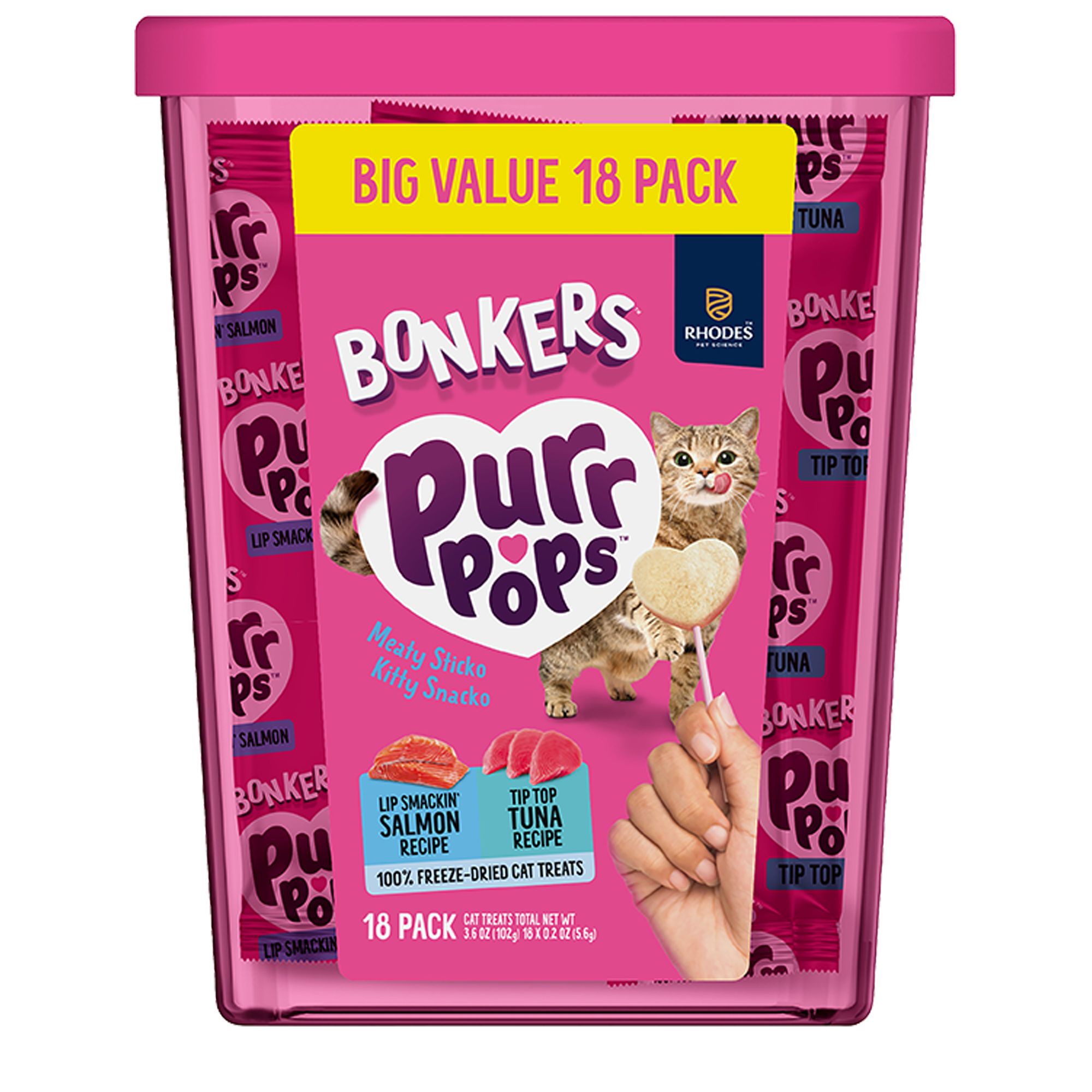 Bonkers Purr Pops Lickable Cat Treats Variety Pack, Salmon Tuna
