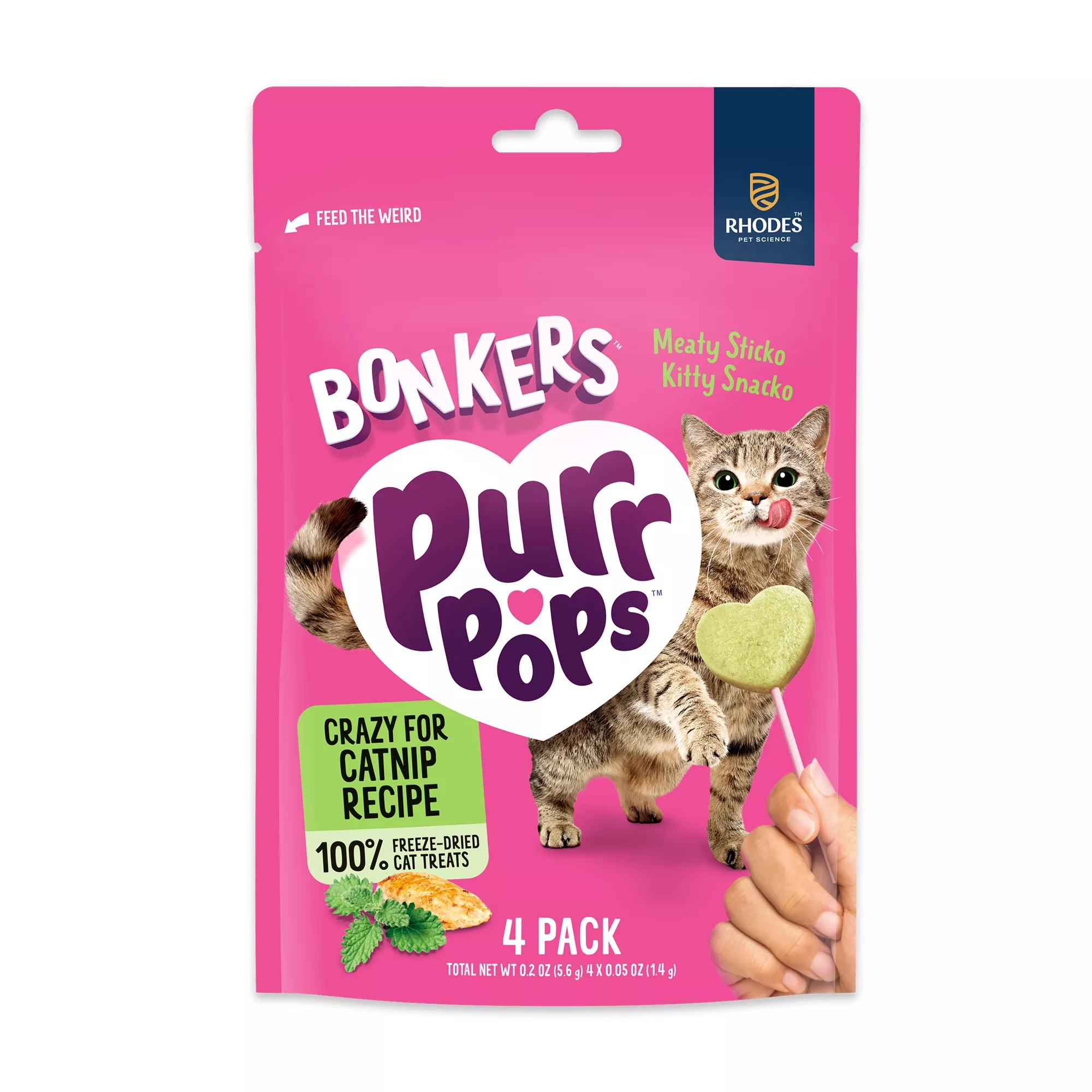 Bonkers Purr Pops Lickable Cat Treats Catnip, 4 CT, 0.2 OZ
