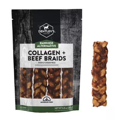 Product Dentley's Rawhide Alternative Collagen Braids 4 Count 8.88 OZ
