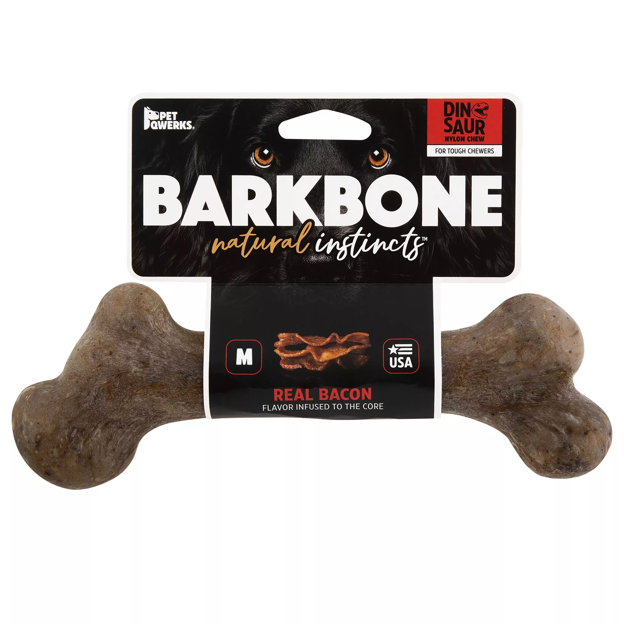 BarkBone Natural Instincts Dino Bacon Bone Dog Toy